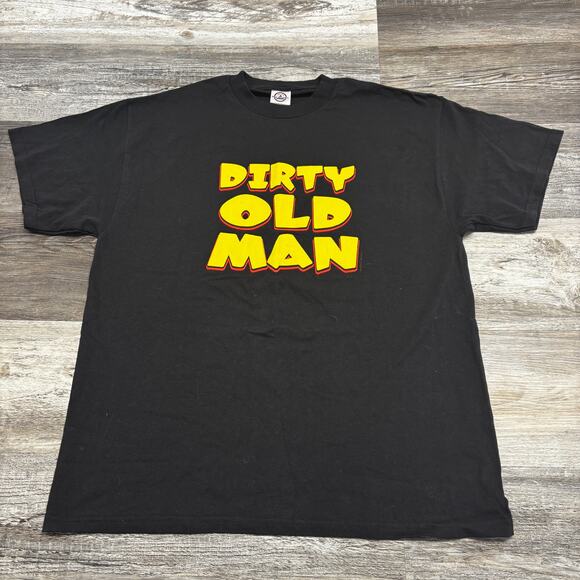 Vintage Y2k Delta Pro Weight Dirty Old Man Black Mens L Funny Joke Quote T-Shirt - Picture 2 of 8